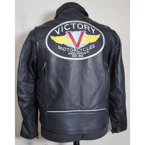 First Classic Leather Jacket with Victory patches & pins - Picture 6 of 13